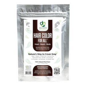 Brown Henna Hair Color For All Kit | 100% All Natural Indigo Powder Hair Dye & Beard Dye (Mahogany Darkest Brown) Organic, Herbal & Vegan Chemical & Cruelty Free Permanent Gray Coverage & Tinting